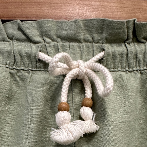 Hang Ten Linen Blend Sage Green High Waist Women's Shorts - Picture 2 of 9